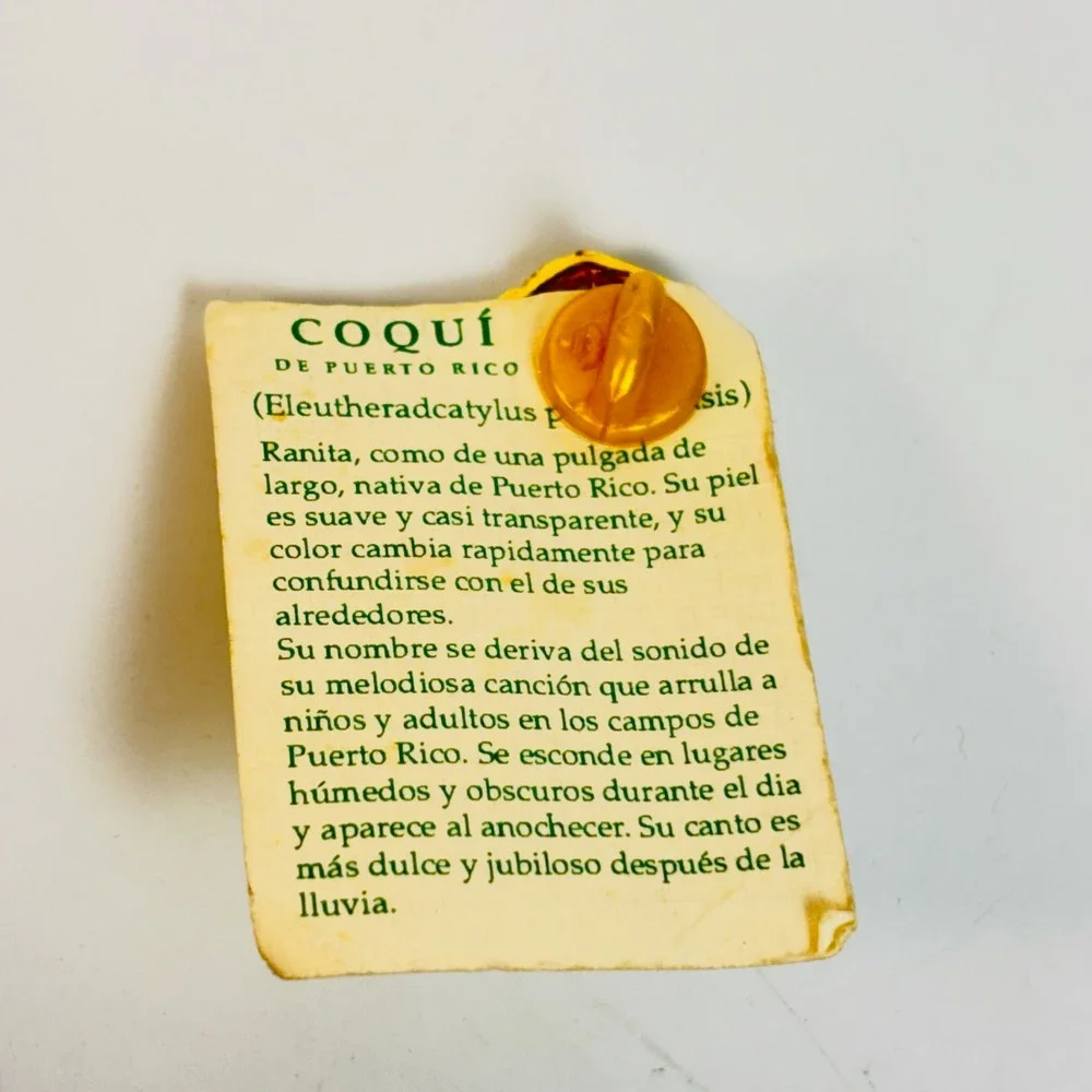 Coqui Frog Pin Gold Tone Puerto Rico Souvenir Lapel Pin Boho Vintage